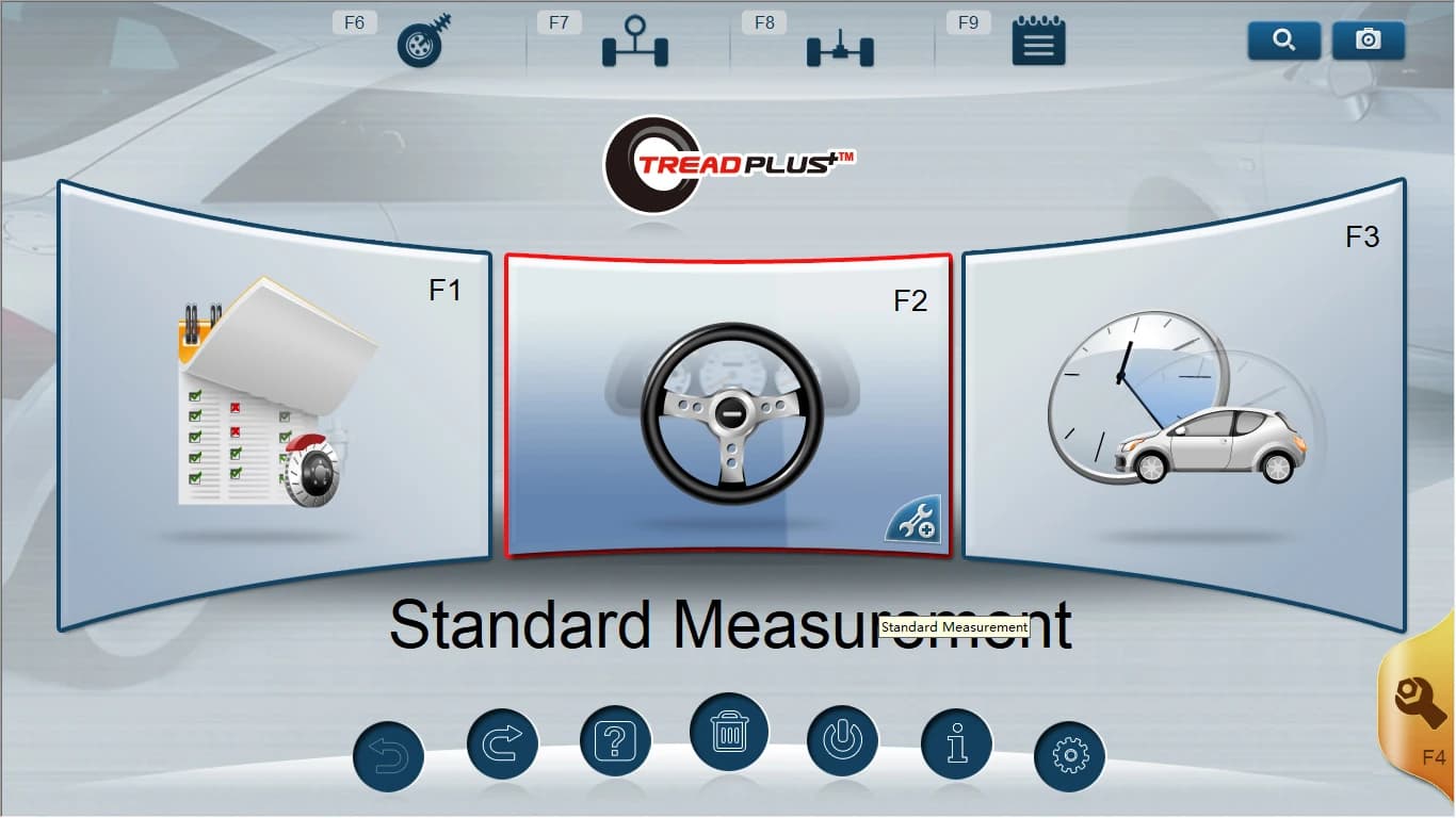 SureAlign home screen with standard measurement workflow options